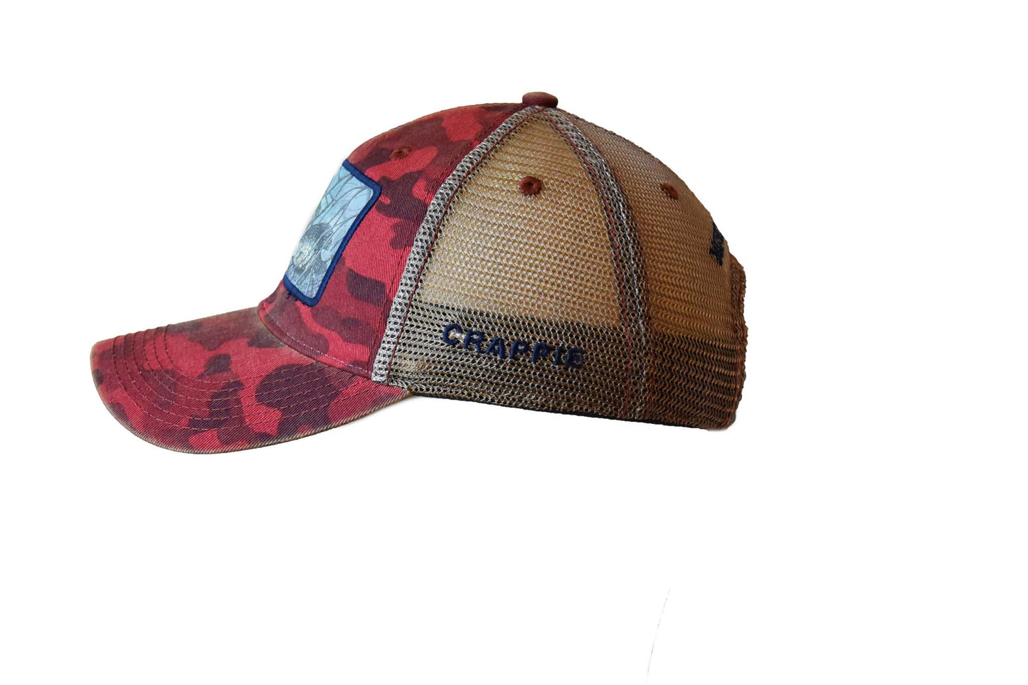 Crappie 2 – Dark Red Field Camo Trucker