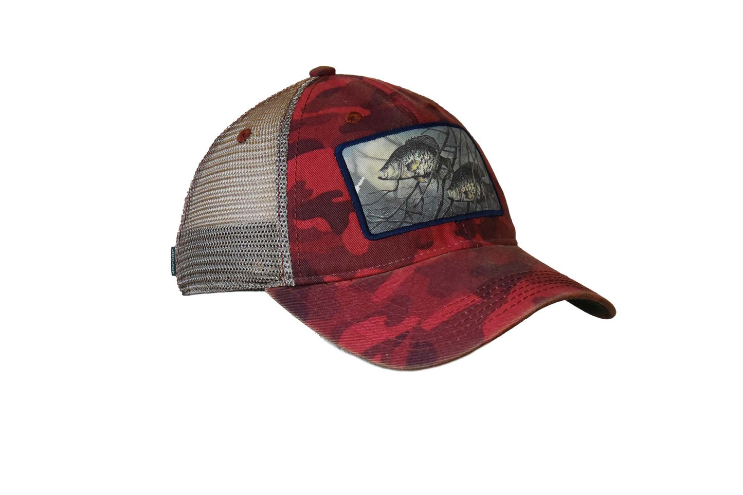 Crappie 2 – Dark Red Field Camo Trucker