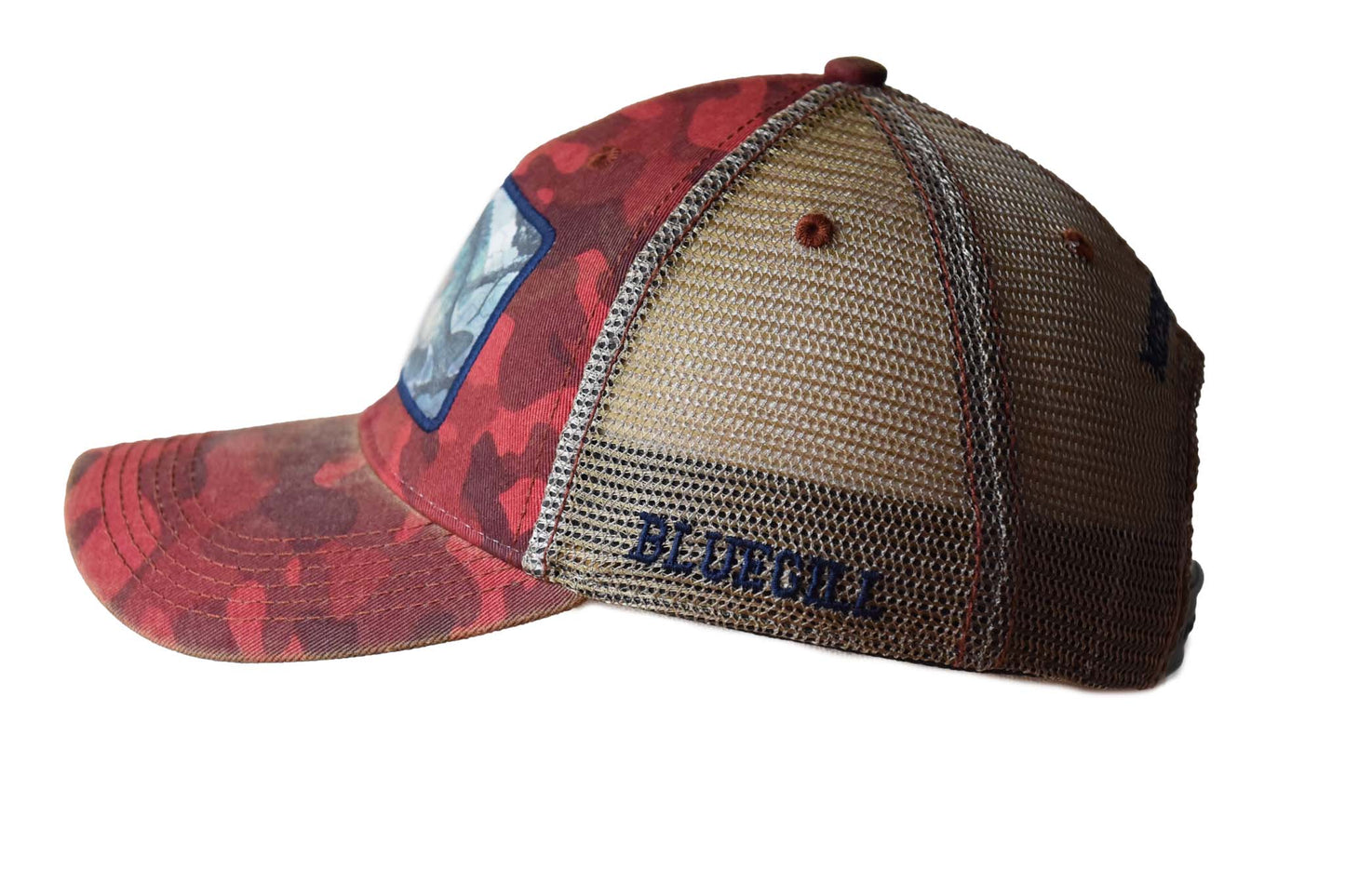 Bluegill – Dark Red Field Camo Trucker