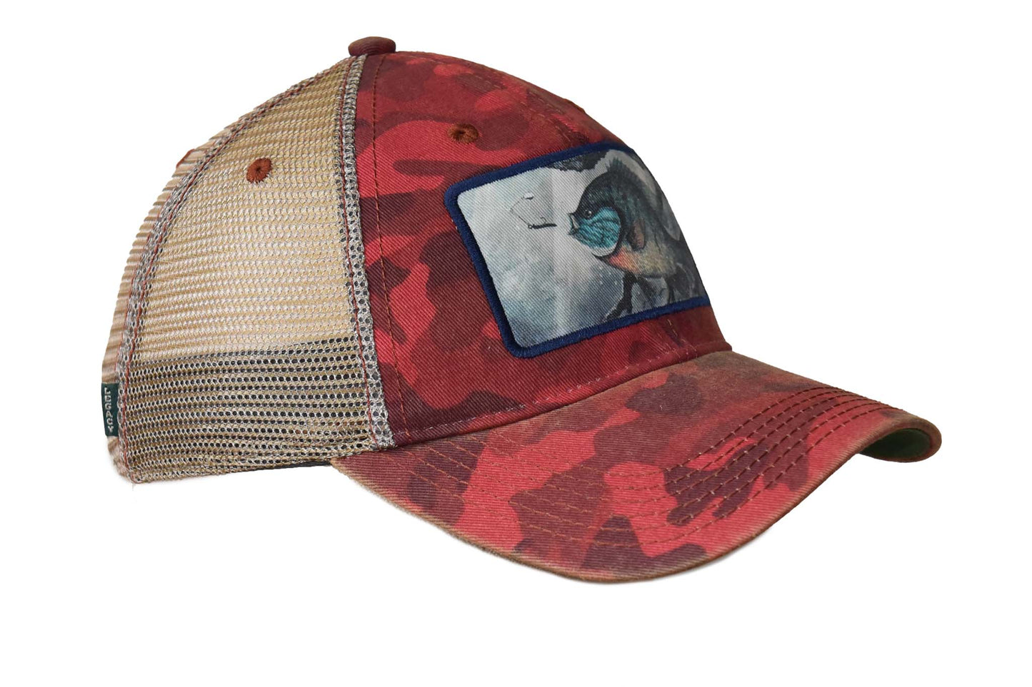 Bluegill – Dark Red Field Camo Trucker
