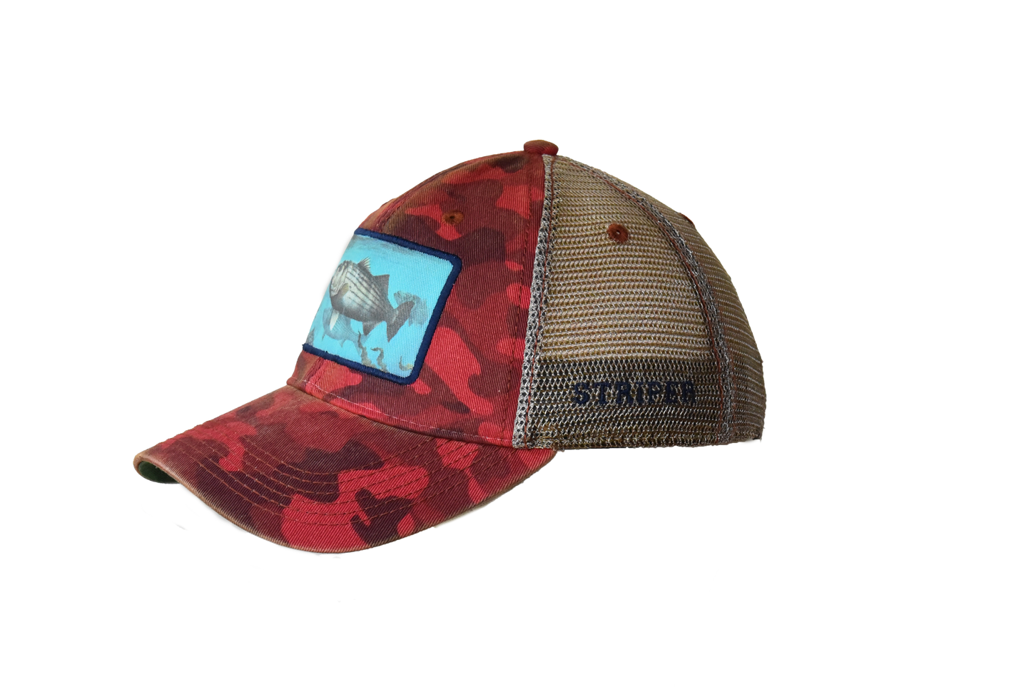 Striper – Dark Red Field Camo Trucker