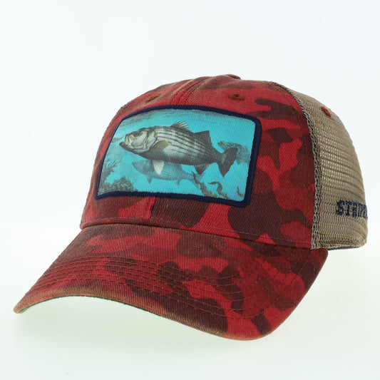Striper – Dark Red Field Camo Trucker