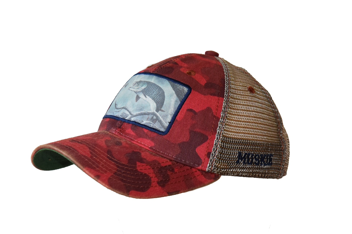 Muskie – Dark Red Field Camo Trucker